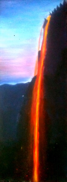 Painting titled "Fire Cascade" by Antonio Bagia, Original Artwork, Acrylic