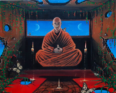 Peinture intitulée "The BODHISATTVA" par Antonio Bagia, Œuvre d'art originale, Acrylique