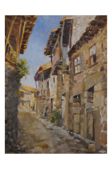 Peinture intitulée "A Rua da Aldeia" par António Batalha, Œuvre d'art originale, Huile