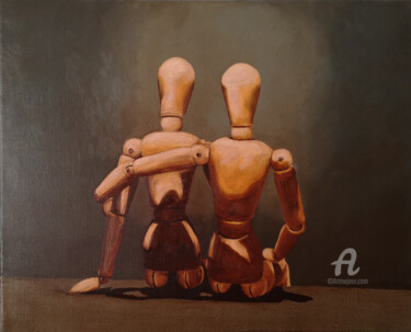 Pintura titulada "abbraccio" por Antonio Cantiello, Obra de arte original, Oleo