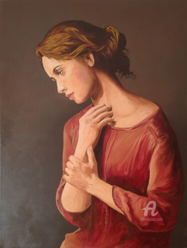 Painting titled "serenità" by Antonio Cantiello, Original Artwork, Oil Mounted on Wood Stretcher frame