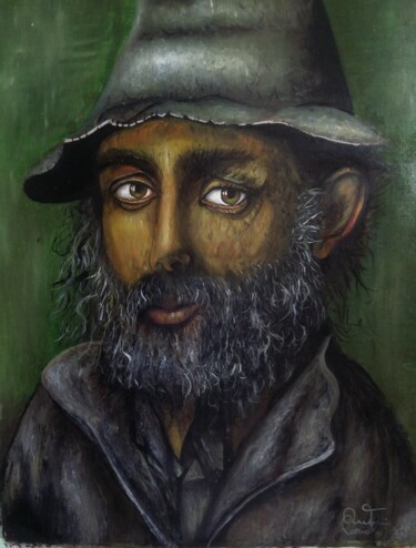 Pintura titulada "il signore con il c…" por Antonio Cariola, Obra de arte original, Oleo