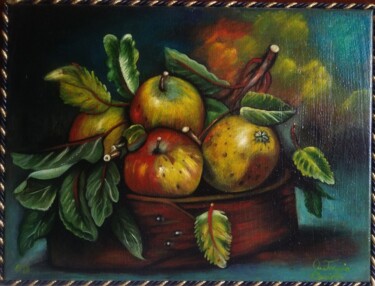 Peinture intitulée "sistemazione di mele" par Antonio Cariola, Œuvre d'art originale, Huile