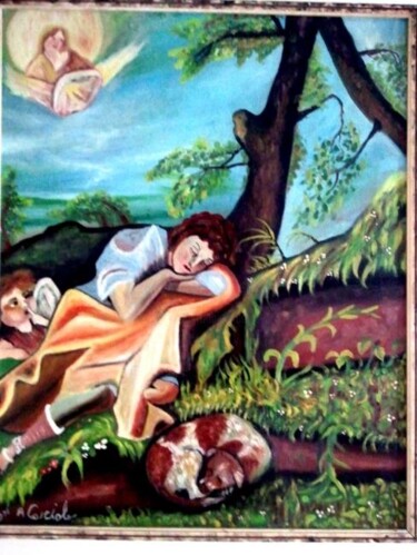 Pittura intitolato "il_sonno" da Antonio Cariola, Opera d'arte originale, Olio