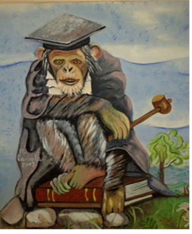 Pittura intitolato "scimmia che giudica" da Antonio Cariola, Opera d'arte originale