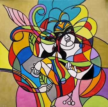 Картина под названием "Carnevale Veneziano" - Antonio Ciarabalà, Подлинное произведение искусства, Акрил Установлен на Дерев…
