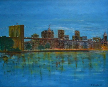Painting titled "Puente de Brooklyn" by Antonio Doreste, Original Artwork, Acrylic