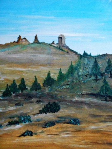 Painting titled "Roque Nublo" by Antonio Doreste, Original Artwork, Oil