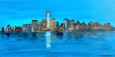 Painting titled "New York, torre de…" by Antonio Doreste, Original Artwork, Acrylic