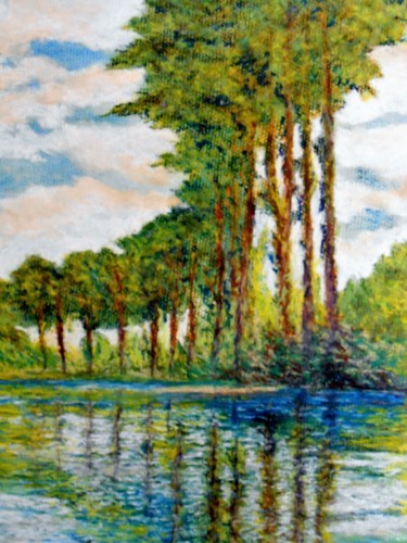 Painting titled "Álamos a lo largo d…" by Antonio Doreste, Original Artwork, Pastel