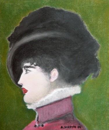 Peinture intitulée "La mujer del sombre…" par Antonio Doreste, Œuvre d'art originale, Pastel