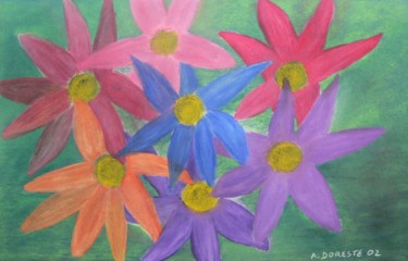 Schilderij getiteld "Flores" door Antonio Doreste, Origineel Kunstwerk, Pastel