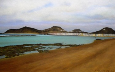 Schilderij getiteld "Playa de LasCanteras" door Antonio Doreste, Origineel Kunstwerk, Pastel