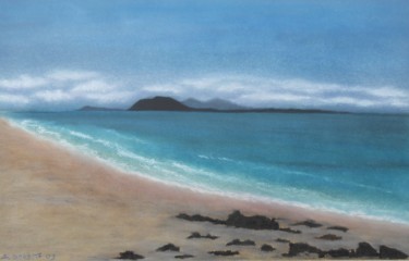 Schilderij getiteld "Playa de Corralejo" door Antonio Doreste, Origineel Kunstwerk, Pastel