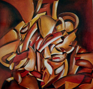 Картина под названием "cubismo do pensamen…" - Antonio Guimaraes, Подлинное произведение искусства, Масло