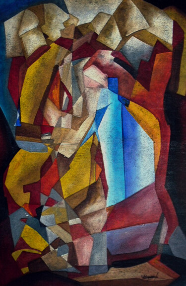 Pintura intitulada "cubismo no atelier" por Antonio Guimaraes, Obras de arte originais, Óleo