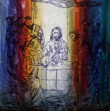 Pintura intitulada "Cristo na ultima ce…" por Antonio Guimaraes, Obras de arte originais, Óleo