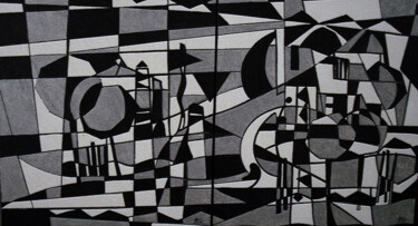 Peinture intitulée "preto e branco" par Antonio Guimaraes, Œuvre d'art originale, Acrylique