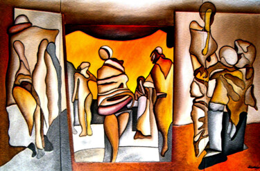 Malerei mit dem Titel "Festa da vida 2" von Antonio Guimaraes, Original-Kunstwerk, Acryl