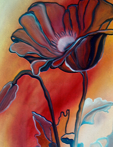 Pintura titulada "flor 1" por Antonio Guimaraes, Obra de arte original, Oleo