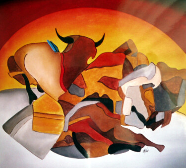 Pintura intitulada "fragmentos da toura…" por Antonio Guimaraes, Obras de arte originais, Acrílico