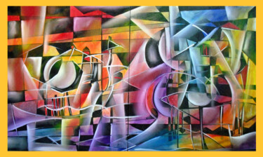 Malerei mit dem Titel "Urbanismo colorido" von Antonio Guimaraes, Original-Kunstwerk, Acryl