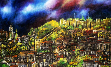 Painting titled "vista da Cidade de…" by Antonio Guimaraes, Original Artwork, Oil