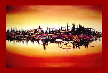 Painting titled "reflexos no horizon…" by Antonio Guimaraes, Original Artwork, Acrylic