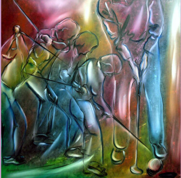 Peinture intitulée "sequência da jogada…" par Antonio Guimaraes, Œuvre d'art originale, Huile