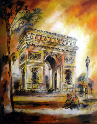 Painting titled "Paris cidade da Luz…" by Antonio Guimaraes, Original Artwork, Oil