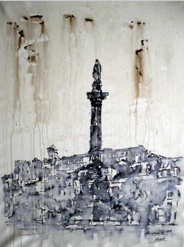 Painting titled "Praça dos Restaurad…" by Antonio Guimaraes, Original Artwork, Watercolor