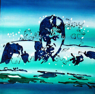Painting titled "natação" by Antonio Guimaraes, Original Artwork, Acrylic