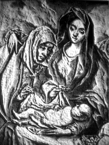 Pintura intitulada "Nascimento de Jesus…" por Antonio Guimaraes, Obras de arte originais, Acrílico