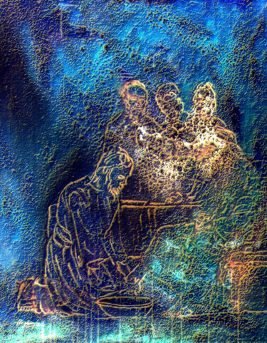 Schilderij getiteld "Jesus no Lava pès" door Antonio Guimaraes, Origineel Kunstwerk, Olie