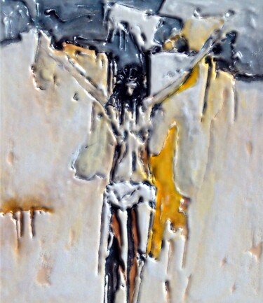 Painting titled "Mosaico do Cristo" by Antonio Guimaraes, Original Artwork, Acrylic