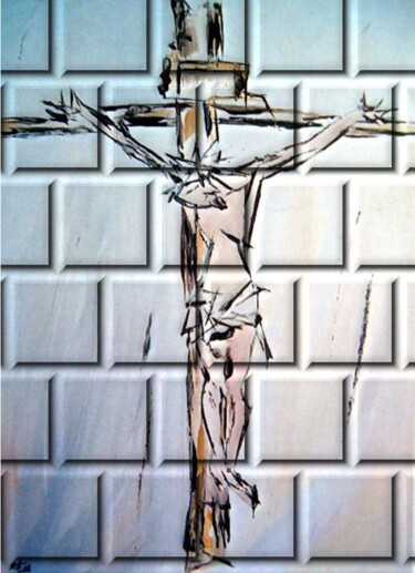 Painting titled "Cristo na Cerâmica" by Antonio Guimaraes, Original Artwork, Acrylic