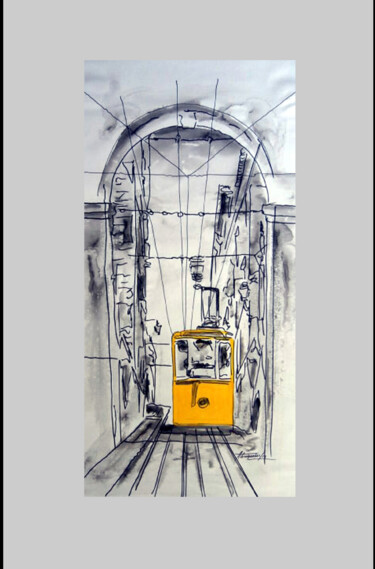 Painting titled "Aguarela de Lisboa0…" by Antonio Guimaraes, Original Artwork, Watercolor