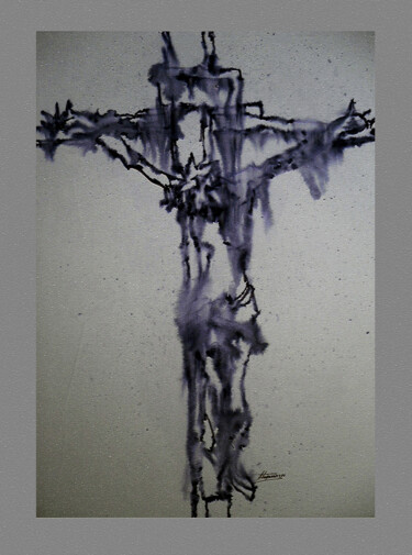 Pintura titulada "cristo na aguarela.…" por Antonio Guimaraes, Obra de arte original, Acuarela