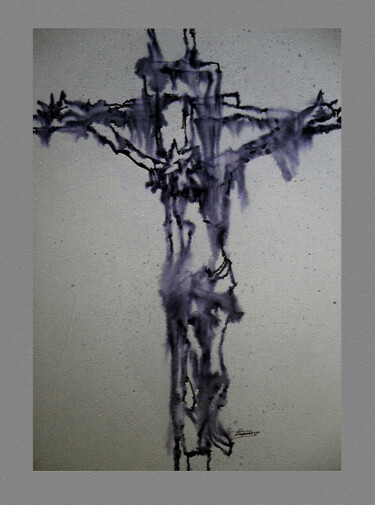 Pintura intitulada "cristo na aguarela.…" por Antonio Guimaraes, Obras de arte originais, Aquarela