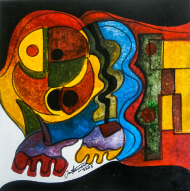 Pintura intitulada "Coruja cubista" por Antonio Guimaraes, Obras de arte originais, Acrílico