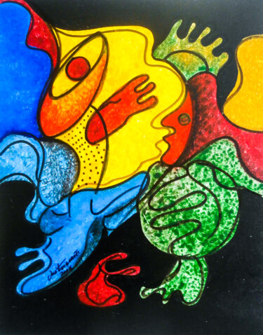 Painting titled "a dança" by Antonio Guimaraes, Original Artwork, Acrylic