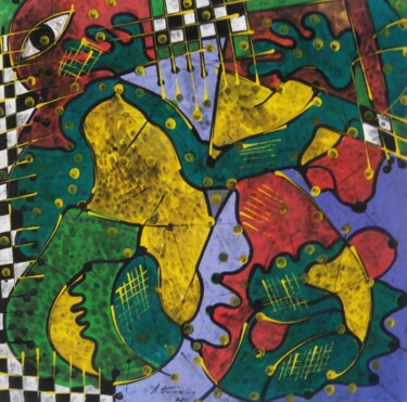 Malerei mit dem Titel "Tempos oaoq" von Antonio Guimaraes, Original-Kunstwerk, Acryl