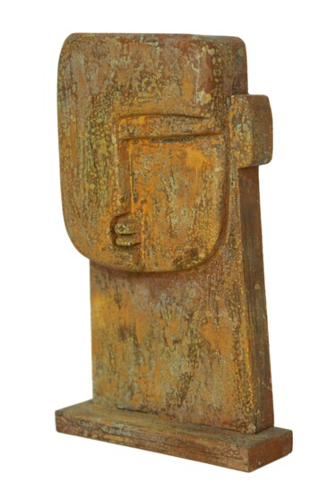 Sculpture titled "Cabeza oxidada" by Antonio Martinez Ruiz, Original Artwork, Wood