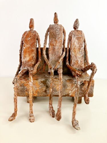 Escultura intitulada "en el banco" por Antonio Martinez Ruiz, Obras de arte originais, Madeira