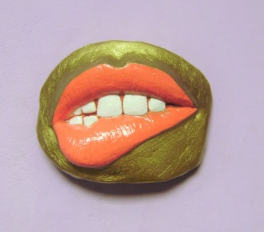 Sculpture titled "Lips biting decor W…" by Antonio Mayer, Original Artwork, Plaster