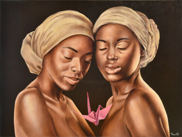 Painting titled "The silent twins" by Antonio Nasuto, Original Artwork, Oil Mounted on Wood Stretcher frame