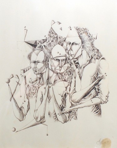 Drawing titled "The jugglers" by Antonio Philipp, Original Artwork, Pencil