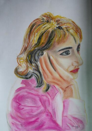 Painting titled "Retrato de Anabela" by Antonio Tavares, Original Artwork