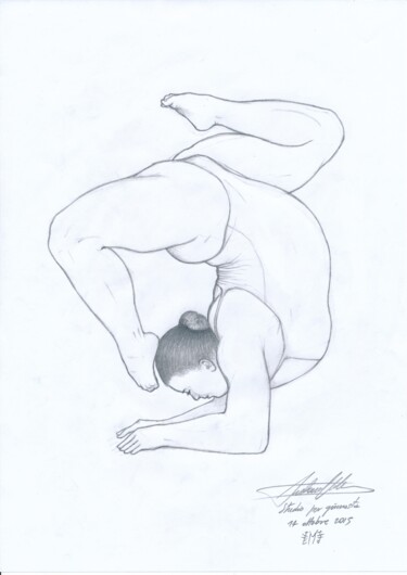 Desenho intitulada "Studio per ginnasta…" por Antonio Valenti, Obras de arte originais, Lápis