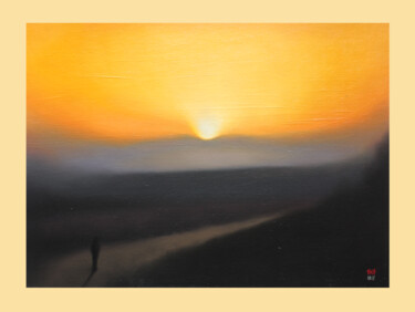 Painting titled "Vague sunset #44.01" by Antonio Valenti, Original Artwork, Oil